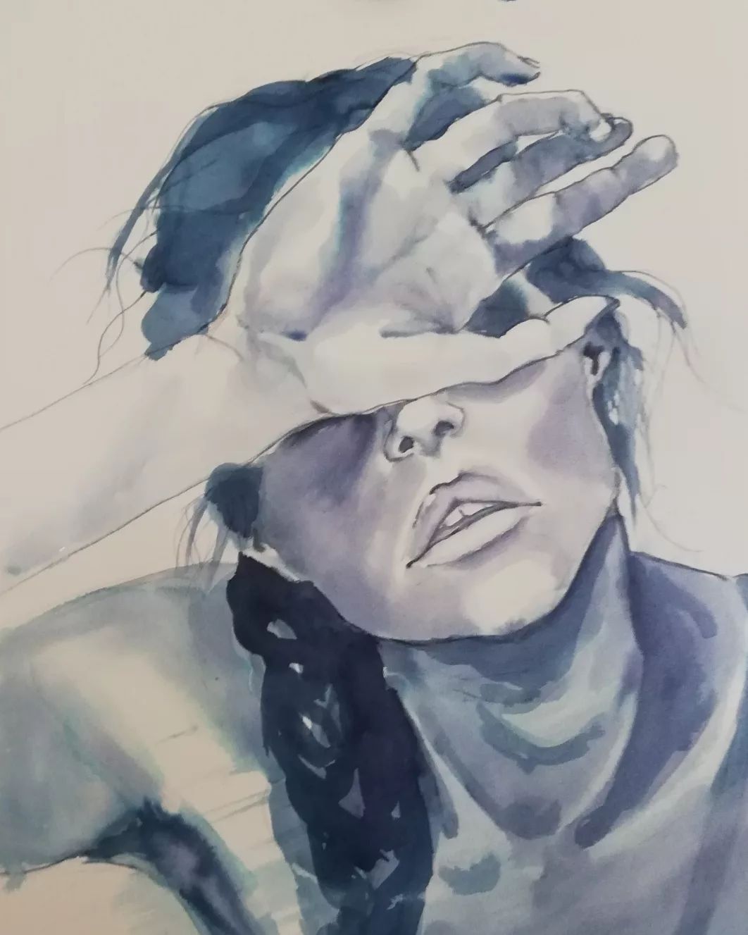 Schilderij Ecoline portrait Kunst Art gevoelens vrouw